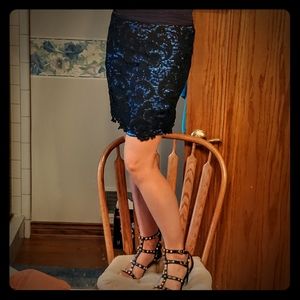 Two lace/satin skirts